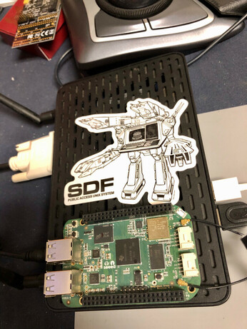 small computer with sdf sticker and beaglebone green board