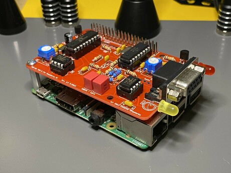 A completed Coastal Chipworks TNC-Pi kit sitting atop a Raspberry Pi 3B. The company that sold this kit ceased operations and the TNC-Pi is now available from MFJ as an assembled pi hat.