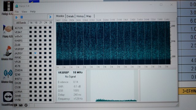 Faros user interface, monitoring NCDXF beacons on 5 bands.