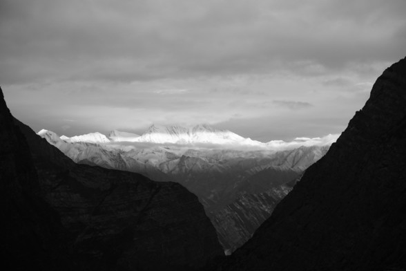 looking ne from bagla pass outside of ringmo, nepal. the himalaya mountains
