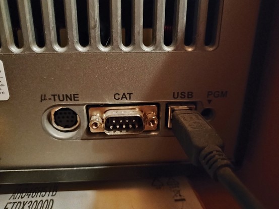 The CAT port of a ham radio.  (In this case CAT is for Computer Aided Transceiver control)