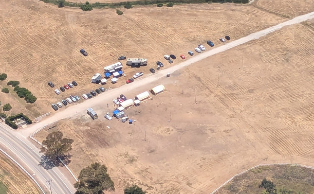Aerial view of AA6CV Field Day village from a private plane, taken by W6PYK